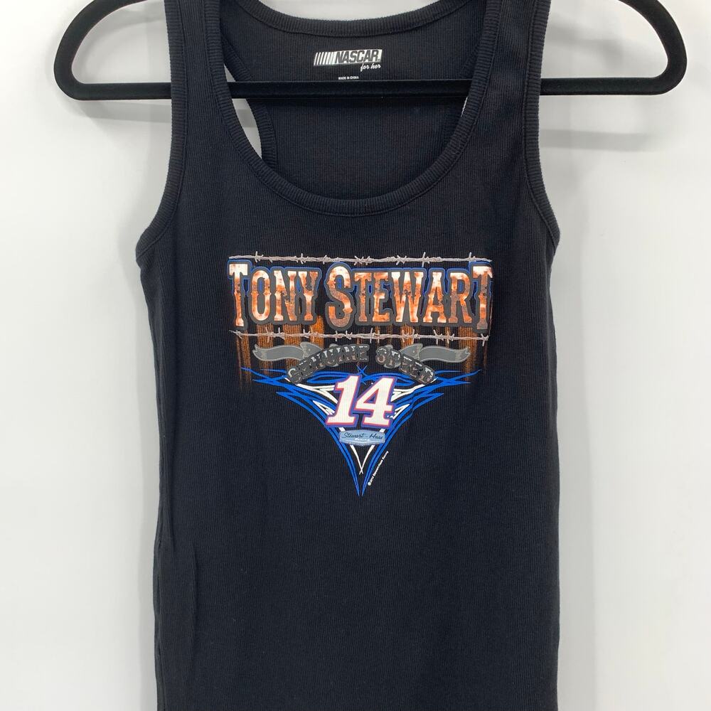 Nascar for Her Tank Womens Large Tony Stewart #14 Racerback Stretchy Black